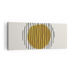 Cuadro sobre lienzo - Impresión de Imagen - Un motivo minimalista con un círculo amarillo y líneas negras. - 120x50cm - Abstracción cálida - Decoración de pared moderna para salón y dormitorio ARTTOR