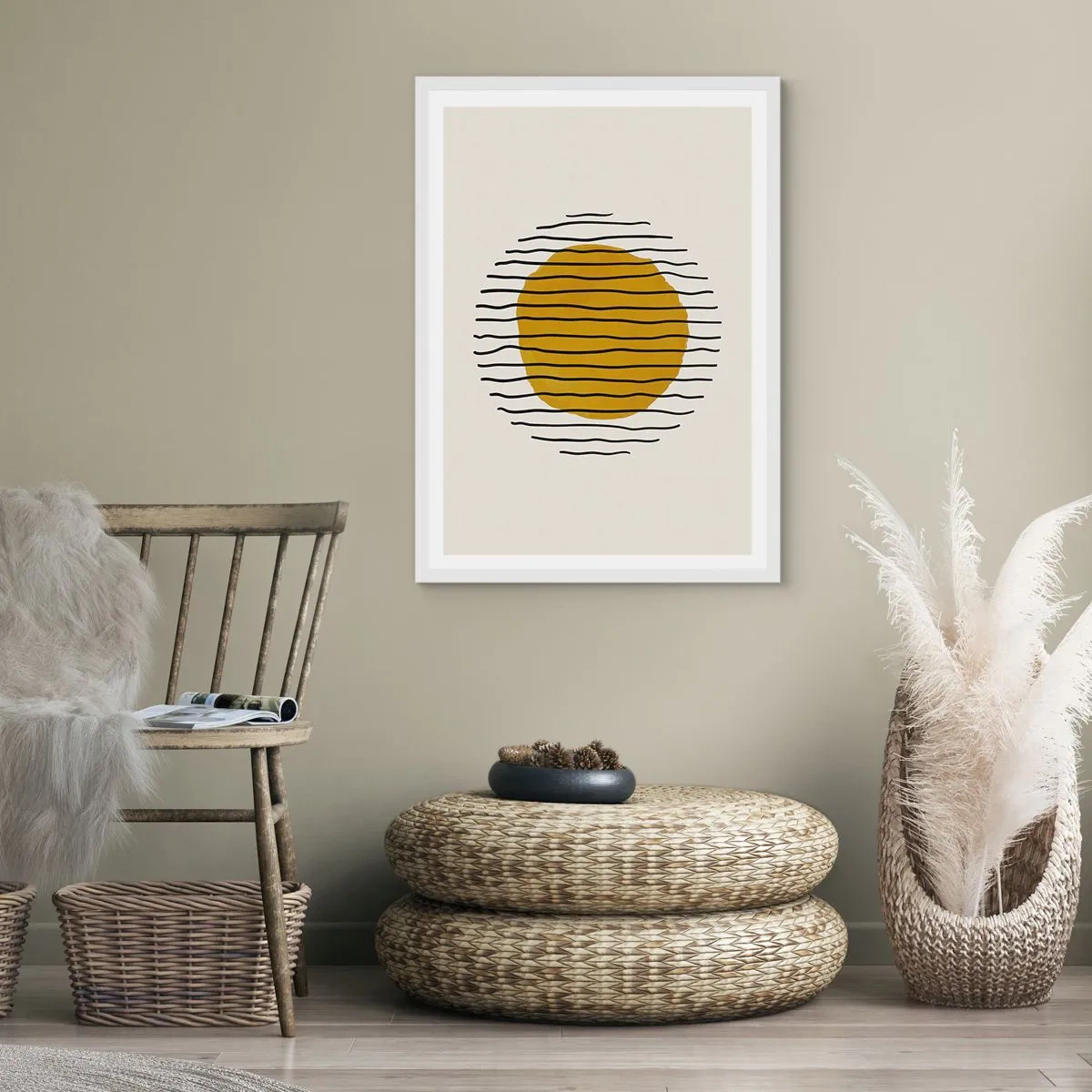 Póster en marco blanco - Abstracción cálida - 70x100 cm