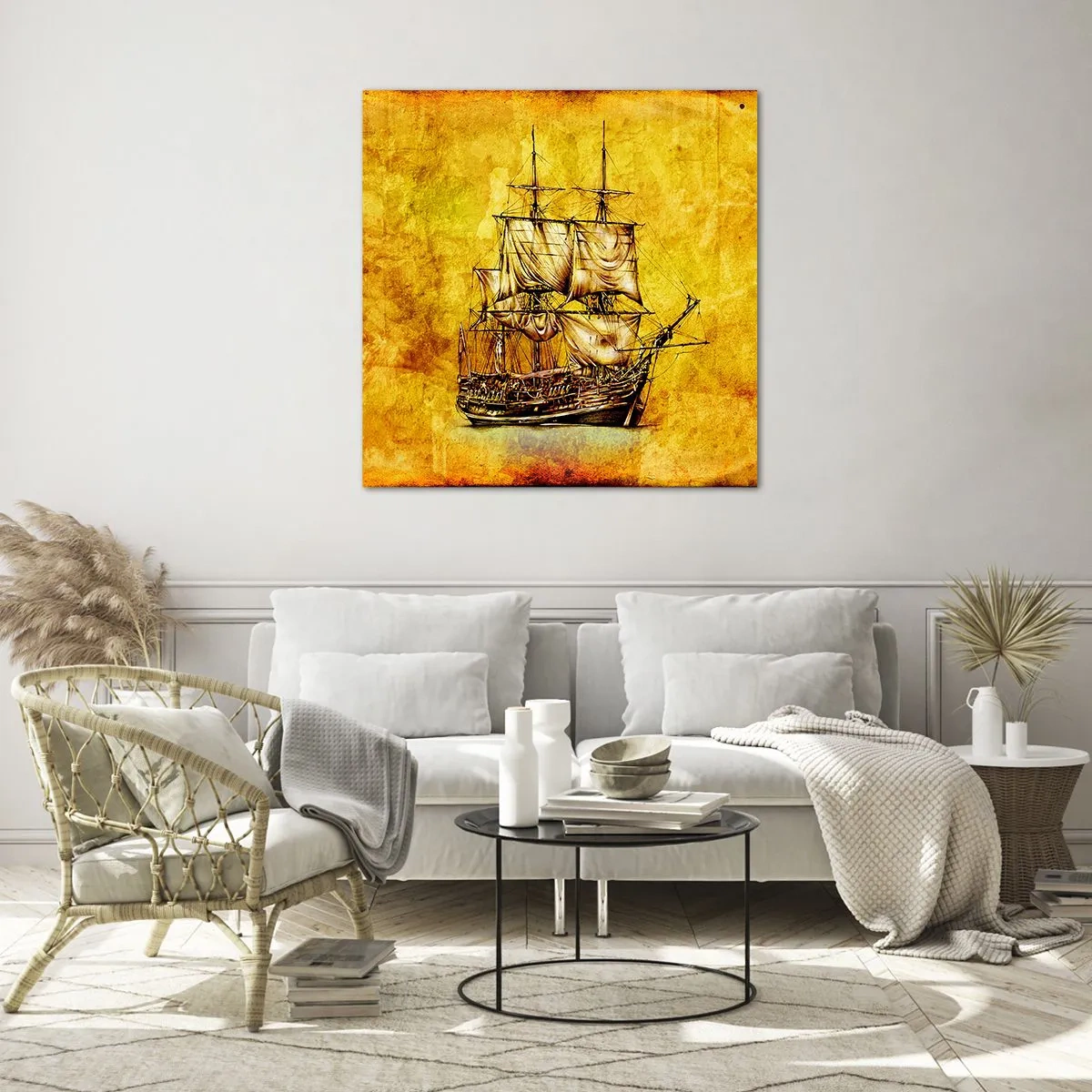 Cuadro sobre vidrio - Impresiones sobre Vidrio - ¡Rumbo a la isla Tortuga! - 30x30 cm