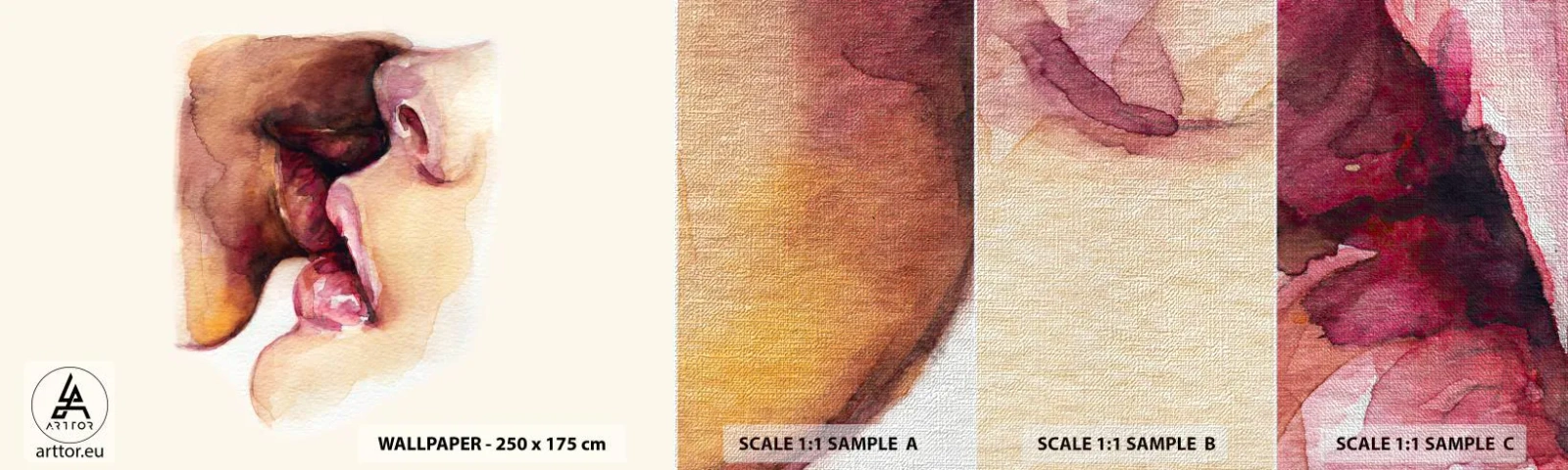 Muestra de fotomural Premium Canvas - Como la noche y el día, la tierra y el cielo - Abstracción, Beso, Pareja enamorada - 100x30 cm