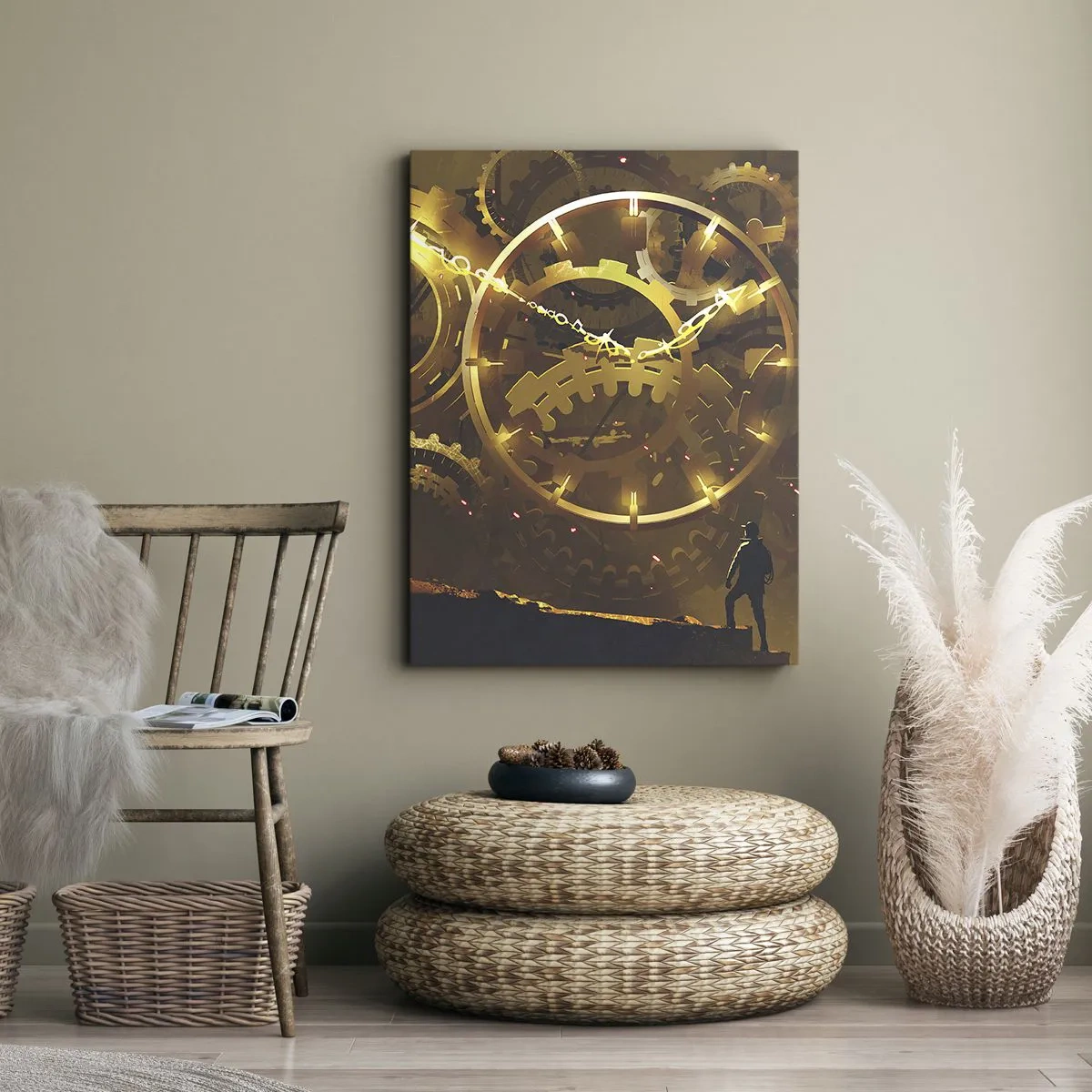 Cuadro sobre lienzo - Impresión de Imagen - En la fuente del tiempo - 65x120 cm