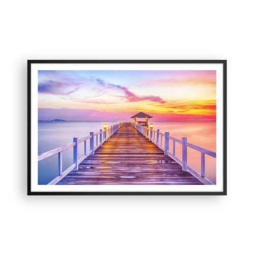 Póster en marco negro - El silencio lila-dorado de la tarde - 91x61 cm