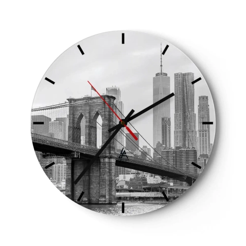 Reloj de pared - Reloj de vidrio - Vibraciones de Nueva York - 40x40 cm