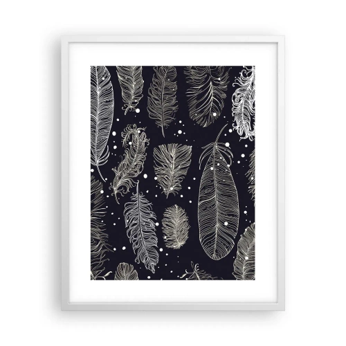 Póster en marco blanco - Encaje de plumas - 40x50 cm