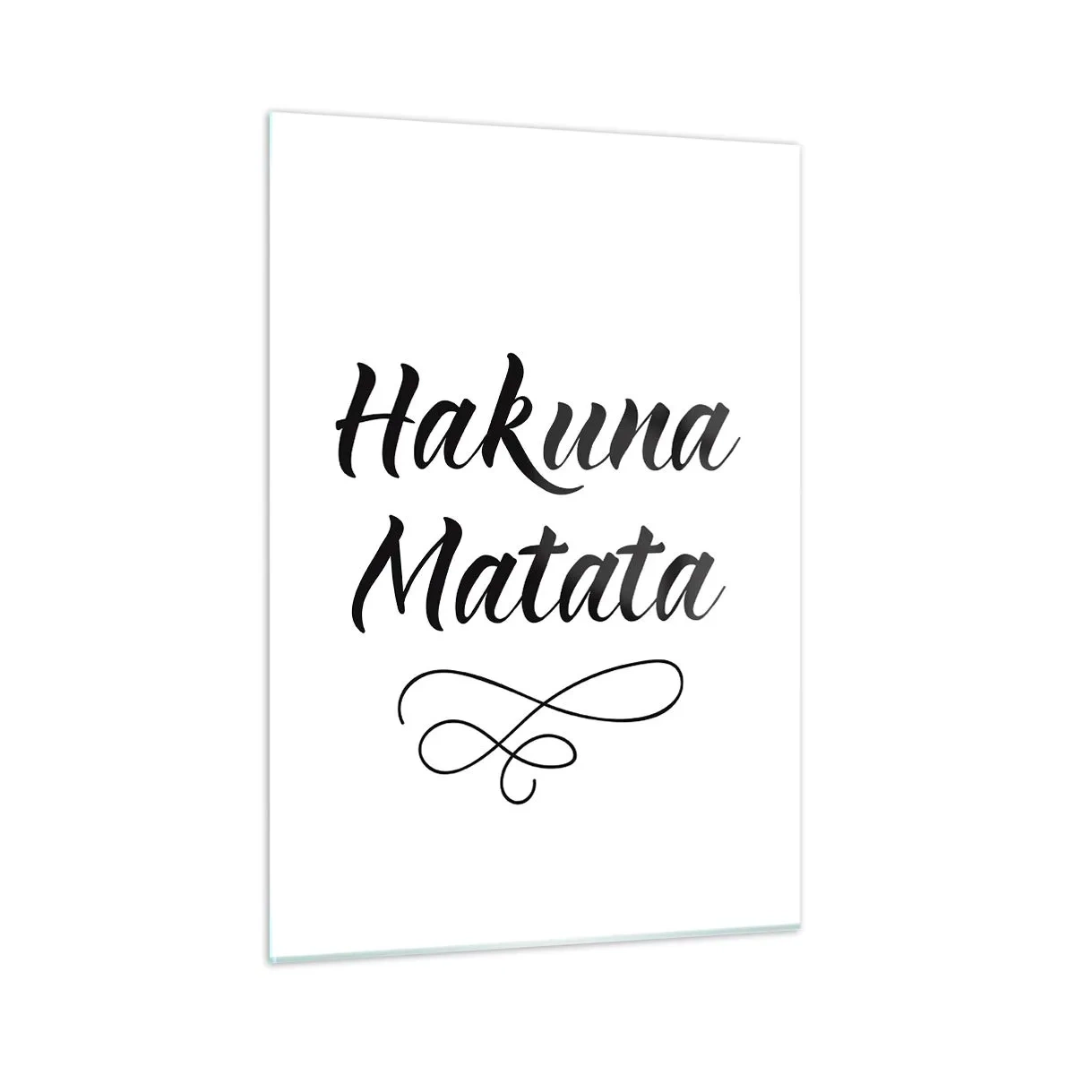 Cuadro sobre vidrio - Impresiones sobre Vidrio - Letras de Hakuna Matata con acento decorativo sobre un fondo blanco. - 50x70cm - El mejor consejo - Decoración de pared moderna para salón y dormitorio ARTTOR