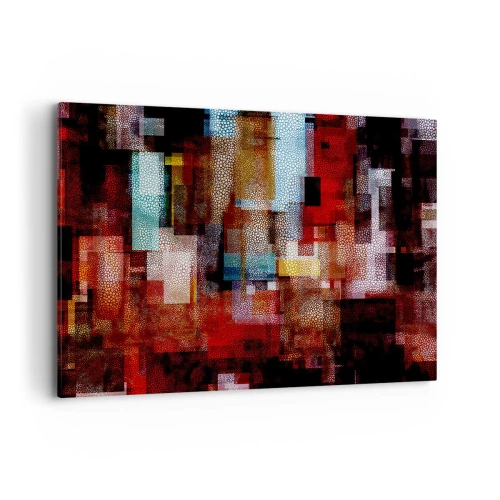 Cuadro sobre lienzo - Impresión de Imagen - Abstracción geométrica en intensos tonos rojos. - 100x70cm - Confusión y desconcierto - Decoración de pared moderna para salón y dormitorio ARTTOR