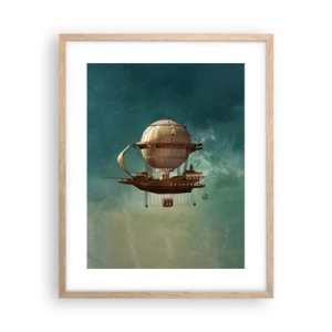 Póster en marco roble claro - Julio Verne saluda - 40x50 cm