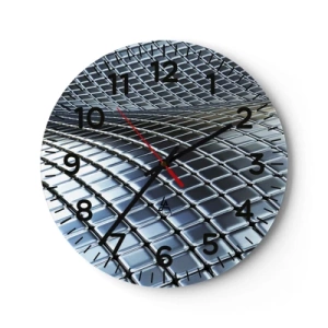 Reloj de pared - Reloj de vidrio - Ola de plata - 40x40 cm