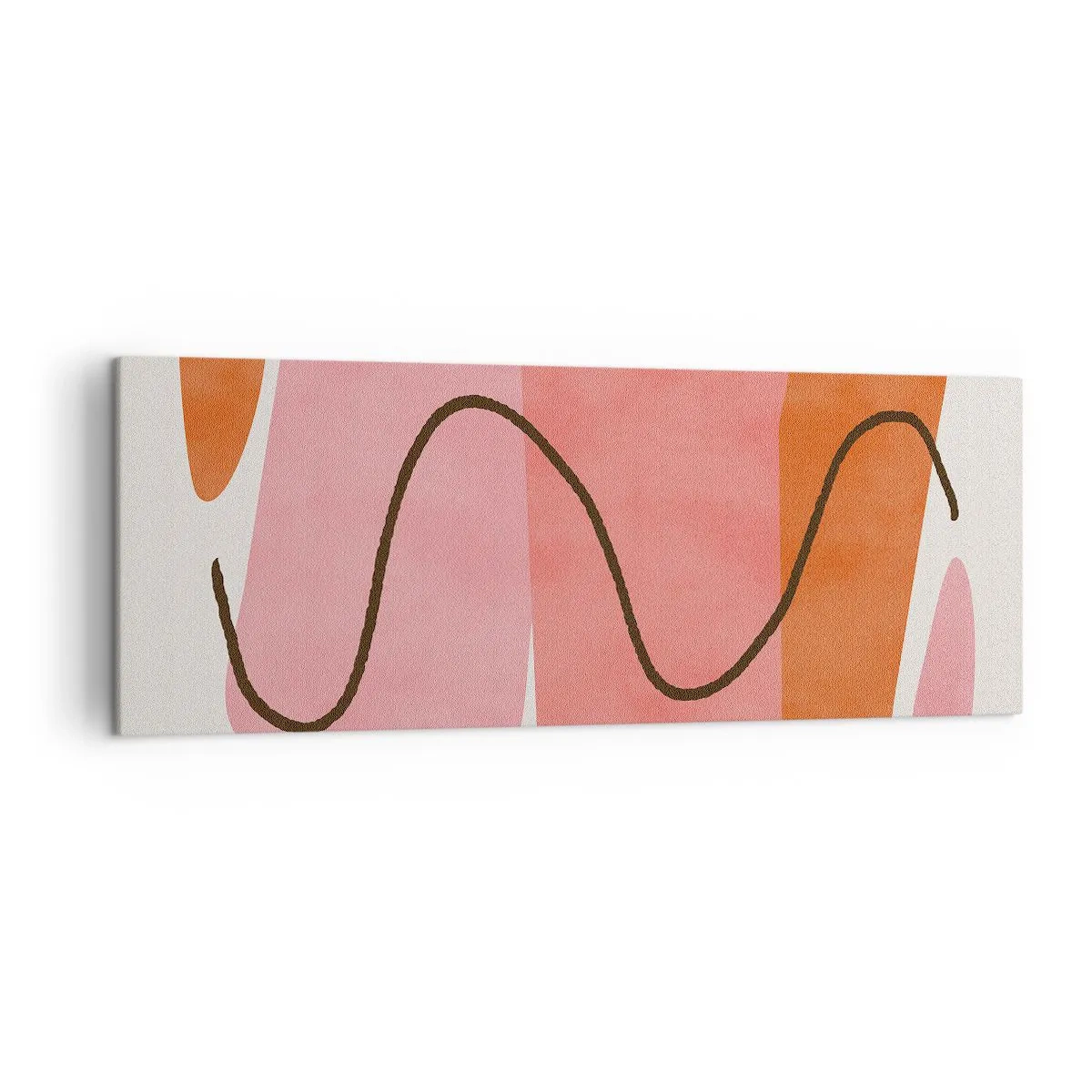 Cuadro sobre lienzo - Impresión de Imagen - Formas abstractas en tonos rosa y naranja. - 140x50cm - Suave movimiento de formas - Decoración de pared moderna para salón y dormitorio ARTTOR