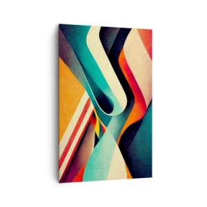 Cuadro sobre lienzo - Impresión de Imagen - Ondas abstractas coloridas en una composición dinámica - 80x120cm - Composición intensa - Decoración de pared moderna para salón y dormitorio ARTTOR