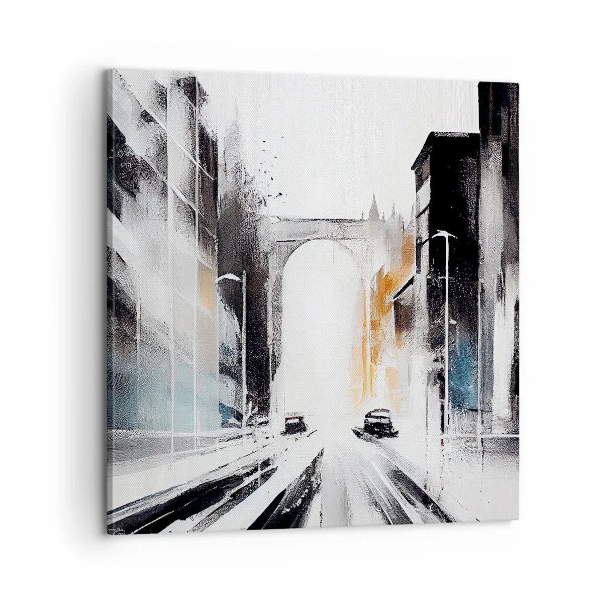 Cuadro sobre lienzo - Impresión de Imagen - Estudio de la ciudad: arquitectura y movimiento - 60x60 cm