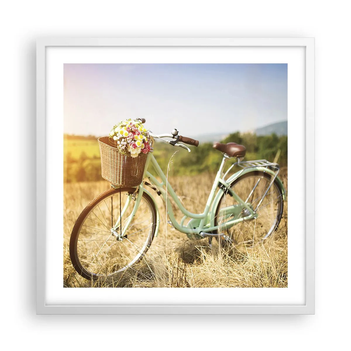 Póster en marco blanco - Me quedaré aquí un tiempo - 50x50 cm