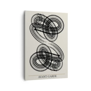 Cuadro sobre lienzo - Impresión de Imagen - Líneas negras abstractas sobre fondo claro en estilo vanguardista. - 70x100cm - Salió espontáneamente - Decoración de pared moderna para salón y dormitorio ARTTOR