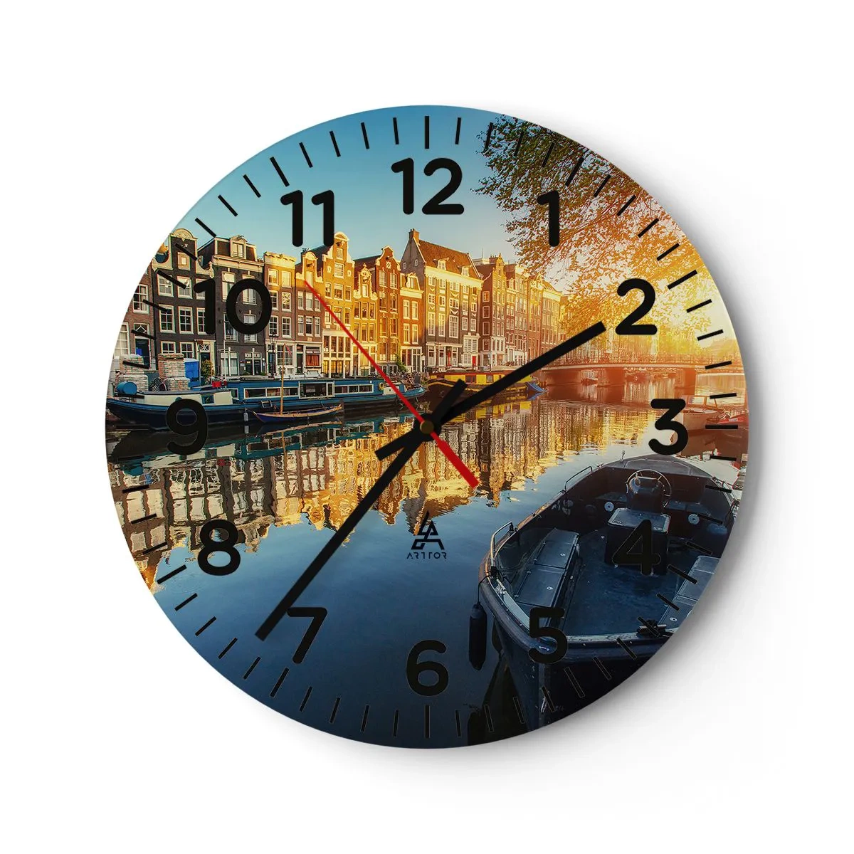 Reloj de pared - Reloj de vidrio - Mañana en Ámsterdam - 30x30 cm