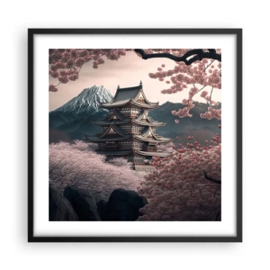 Póster en marco negro - Tierra de cerezos en flor - 50x50 cm