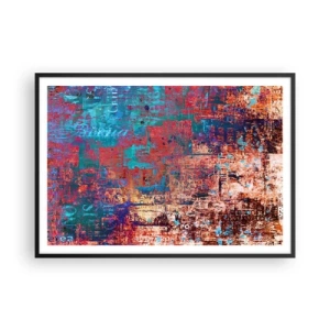Póster en marco negro - Una composición abstracta con una mezcla de colores intensos. - 100x70cm - Memoria y olvido - Decoración de pared moderna para salón y dormitorio ARTTOR