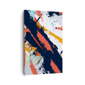 Cuadro sobre lienzo - Impresión de Imagen - Pinceladas abstractas en colores vibrantes - 80x120cm - Composición dinámica - Decoración de pared moderna para salón y dormitorio ARTTOR