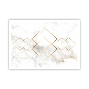 Póster - Rombos dorados minimalistas sobre un fondo de mármol. - 100x70cm - Una vista al infinito - Decoración de pared moderna para salón y dormitorio ARTTOR