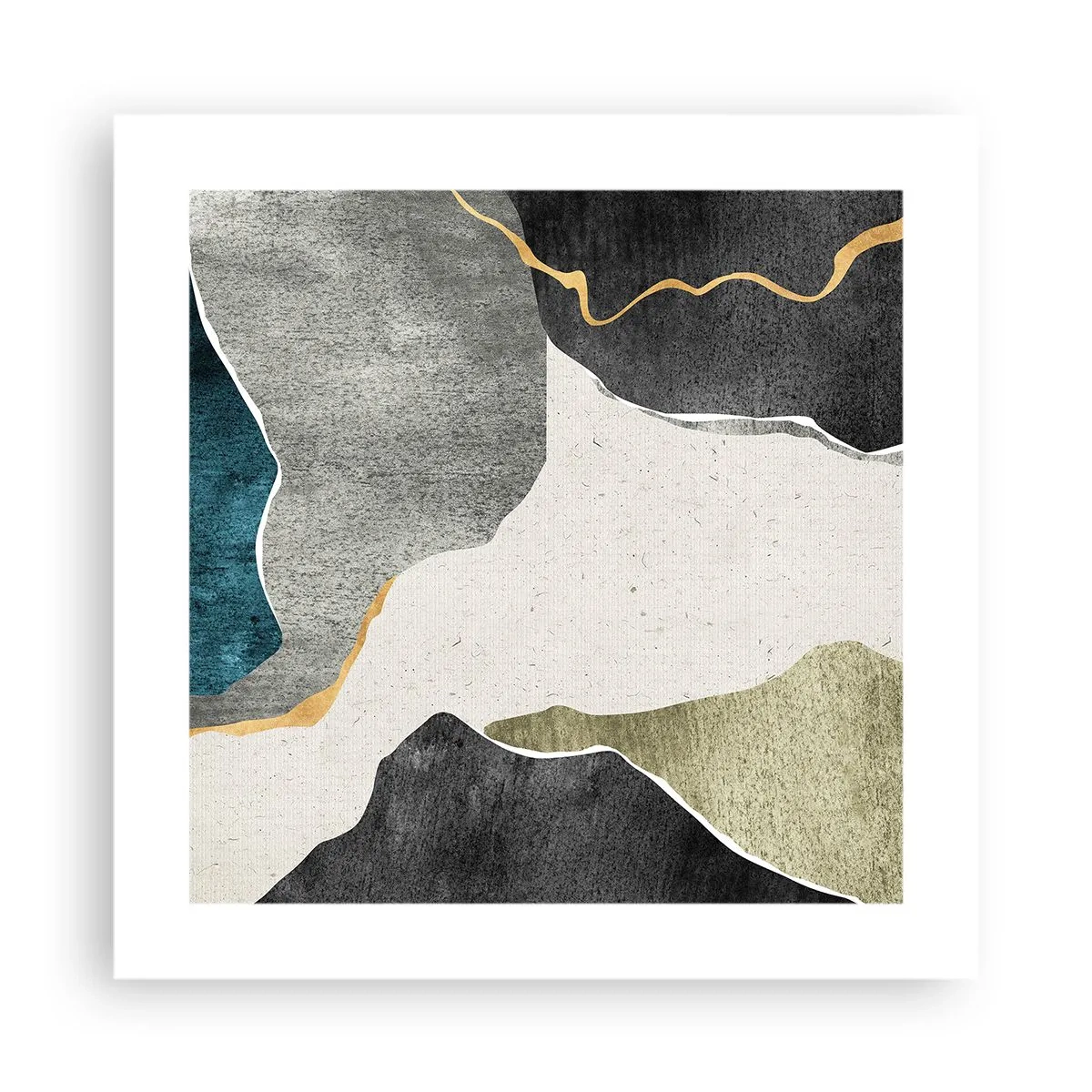 Póster - Composición en mosaico con una hebra de oro - 40x40 cm