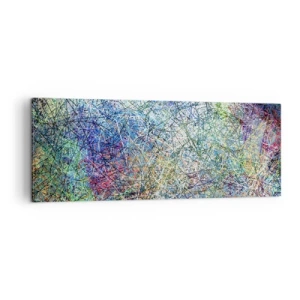 Cuadro sobre lienzo - Impresión de Imagen - Composición abstracta con líneas y texturas multicolores. - 140x50cm - No es tan fácil - Decoración de pared moderna para salón y dormitorio ARTTOR
