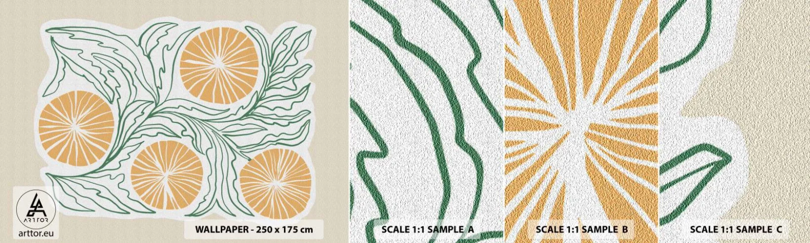 Muestra de fotomural autoadhesivo Deluxe Sticker - Étnico con un toque de abstracción - bohemia, Limón, Minimalismo - 100x30 cm