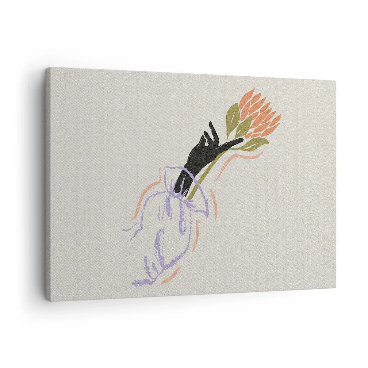 Cuadro sobre lienzo - Impresión de Imagen - Un ramo de flores minimalista de estilo delicado. - 70x50cm - Un toque fraternal - Decoración de pared moderna para salón y dormitorio ARTTOR