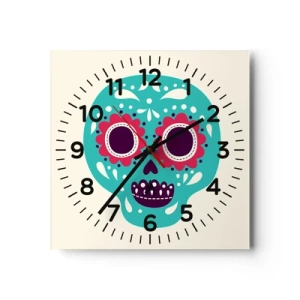 Reloj de pared - Reloj de vidrio - La vida: diversión hasta la muerte - 40x40 cm