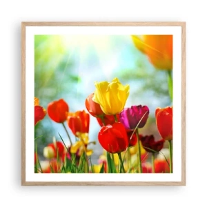 Póster en marco roble claro - Todos los tonos del sol - 60x60 cm