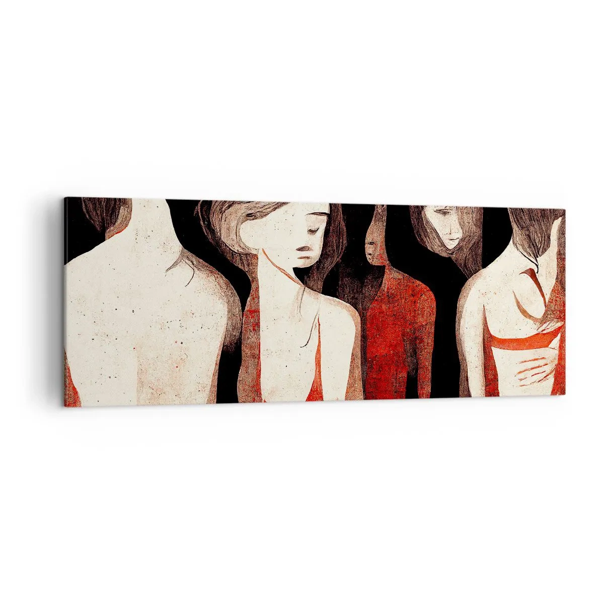 Cuadro sobre lienzo - Impresión de Imagen - Figuras artísticas en una composición abstracta - 140x50cm - Madonnas de la oscuridad - Decoración de pared moderna para salón y dormitorio ARTTOR