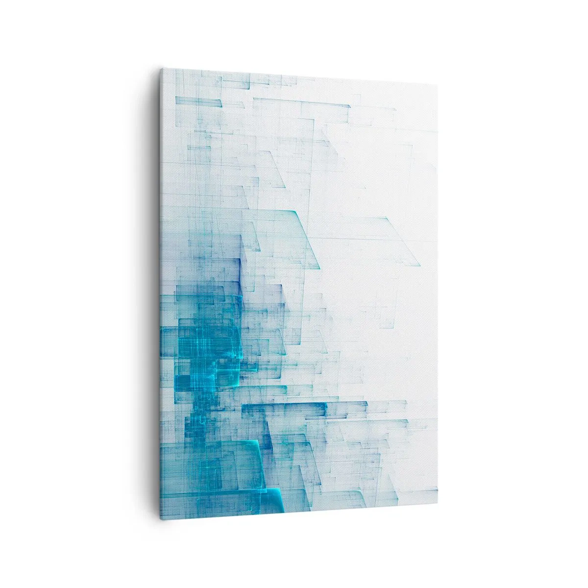 Cuadro sobre lienzo - Impresión de Imagen - Formas geométricas abstractas en tonos azules - 70x100cm - Cómo se hizo el espacio - Decoración de pared moderna para salón y dormitorio ARTTOR