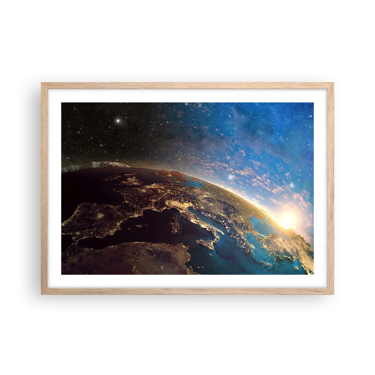 Póster en marco roble claro - Mirémonos a nosotros mismos desde la distancia - 70x50 cm
