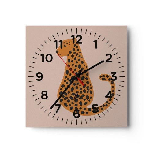 Reloj de pared - Reloj de vidrio - El estampado de leopardo está de moda - 30x30 cm
