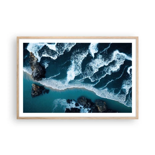 Póster en marco roble claro - Rodeadas por las olas - 91x61 cm