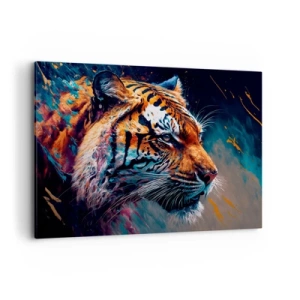 Cuadro sobre lienzo - Impresión de Imagen - Retrato de un tigre en colores dinámicos y abstractos. - 100x70cm - Belleza salvaje - Decoración de pared moderna para salón y dormitorio ARTTOR