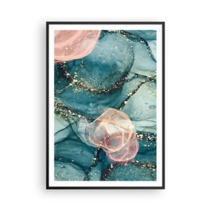 Póster en marco negro - Seda azul, tul rosa - 70x100 cm