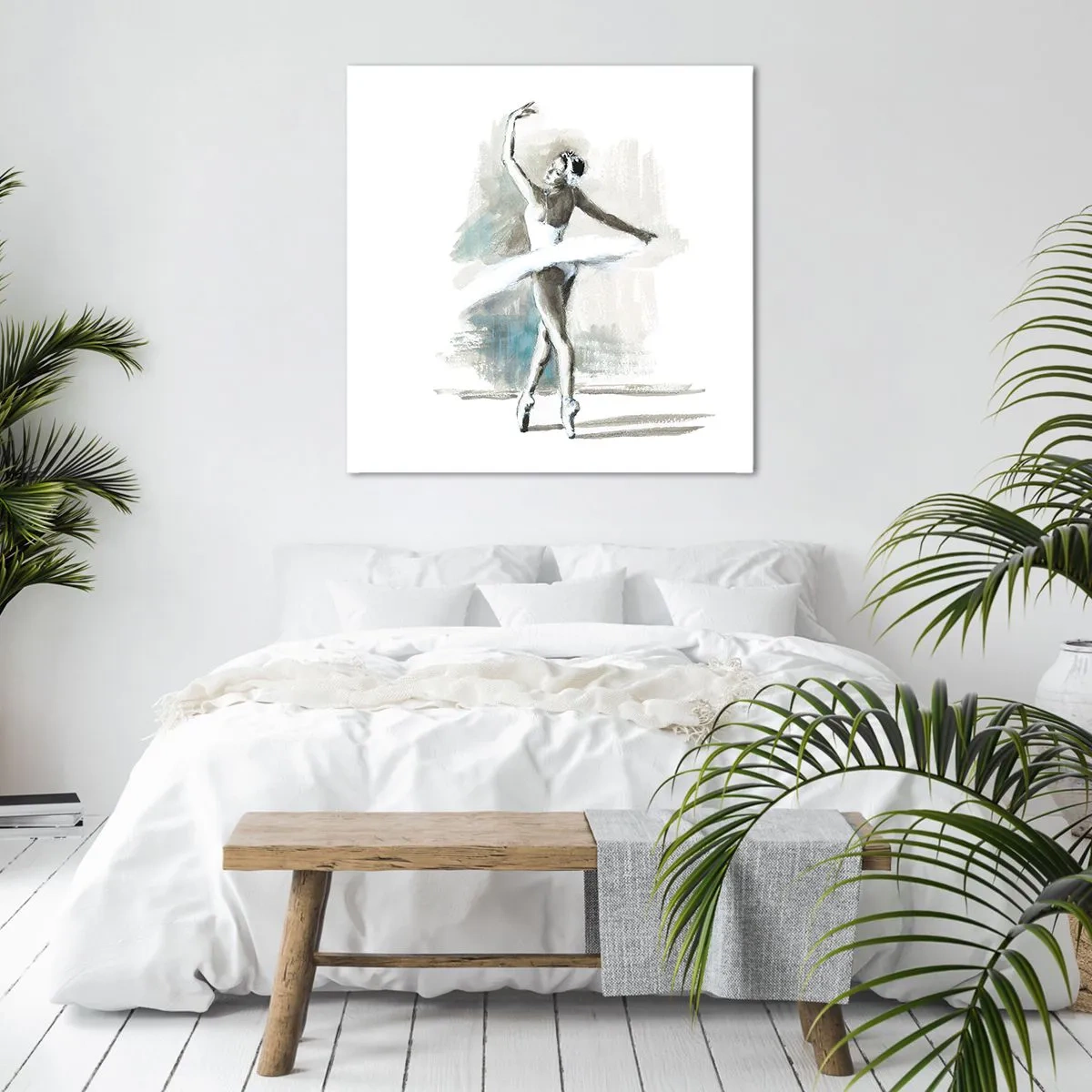 Cuadro sobre lienzo - Impresión de Imagen - Encantada por un cisne - 60x60 cm