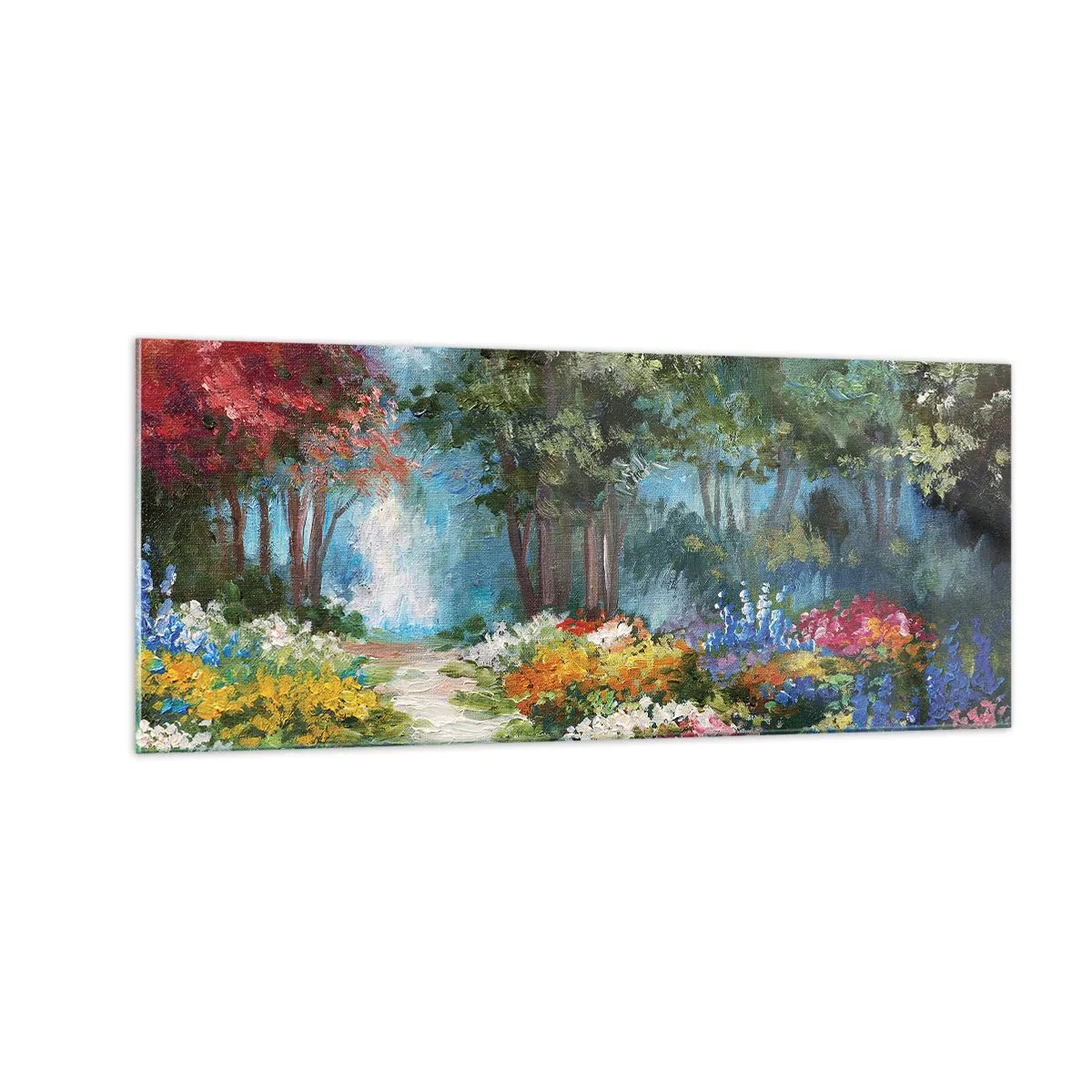 Cuadro sobre vidrio - Impresiones sobre Vidrio - Jardín forestal, bosque floral - 100x40 cm