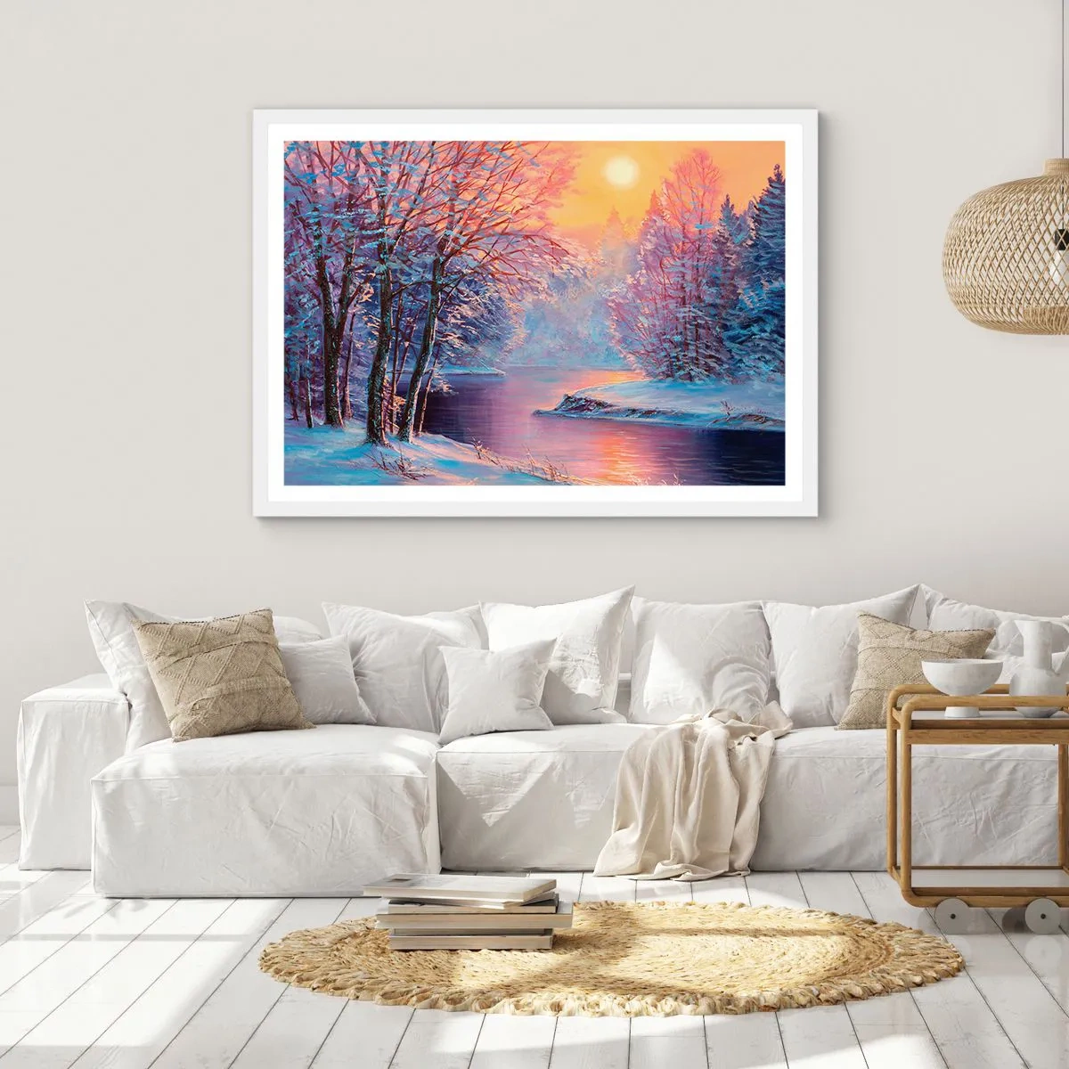 Póster en marco blanco - Colores del invierno - 100x70 cm