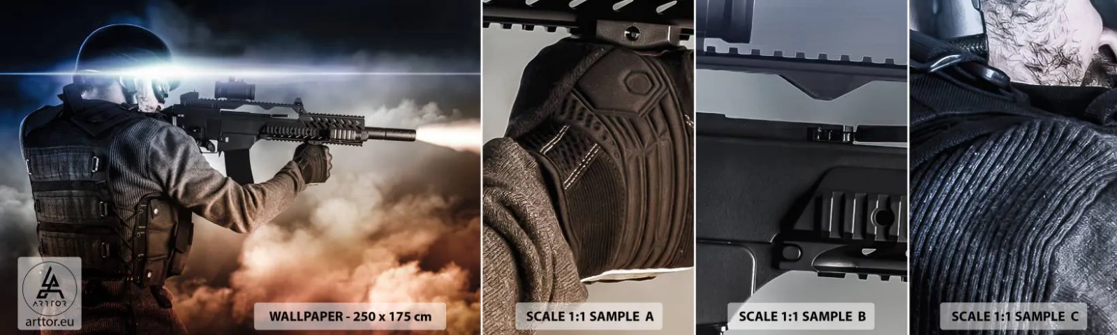 Muestra De Fotomural Standard Eco - Luchador - Militar, Arma, Soldado - 100x30 cm