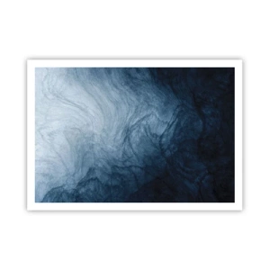 Póster - Una composición abstracta en tonos azules y azul marino. - 100x70cm - En las profundidades - Decoración de pared moderna para salón y dormitorio ARTTOR