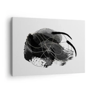 Cuadro sobre lienzo - Impresión de Imagen - Abstracción en negro y dorado sobre fondo blanco. - 70x50cm - Salió de la negrura - Decoración de pared moderna para salón y dormitorio ARTTOR