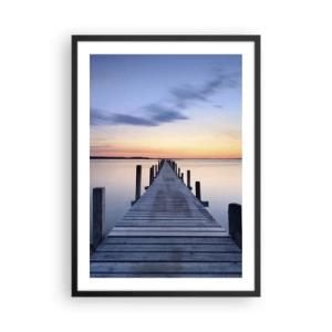 Póster en marco negro - Muelle junto al lago al atardecer - 50x70cm - La calma de un crepúsculo sereno - Decoración de pared moderna para salón y dormitorio ARTTOR