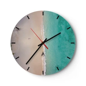 Reloj de pared - Reloj de vidrio - Playa del paraíso - 40x40 cm