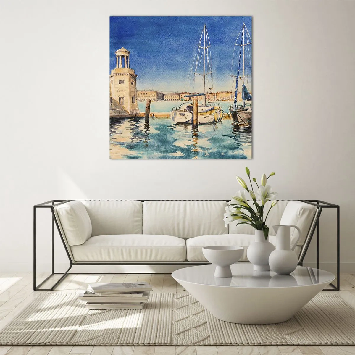 Cuadro sobre vidrio - Impresiones sobre Vidrio - Laguna soleada - 50x50 cm