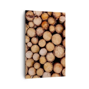 Cuadro sobre lienzo - Impresión de Imagen - Montones de troncos de árboles talados dispuestos en armonía - 80x120cm - Un nuevo comienzo - Decoración de pared moderna para salón y dormitorio ARTTOR