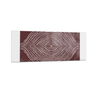 Cuadro sobre vidrio - Impresiones sobre Vidrio - Ondas simétricas en líneas blancas sobre un fondo marrón - 140x50cm - El espacio habla - Decoración de pared moderna para salón y dormitorio ARTTOR