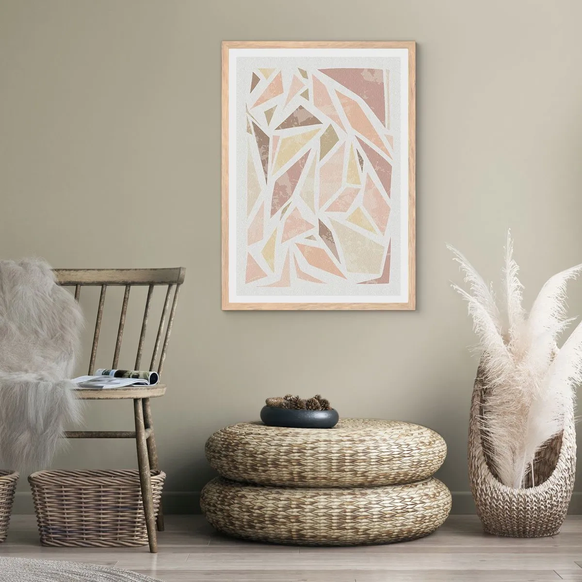 Póster en marco roble claro - Composición de vidrieras - 70x100 cm