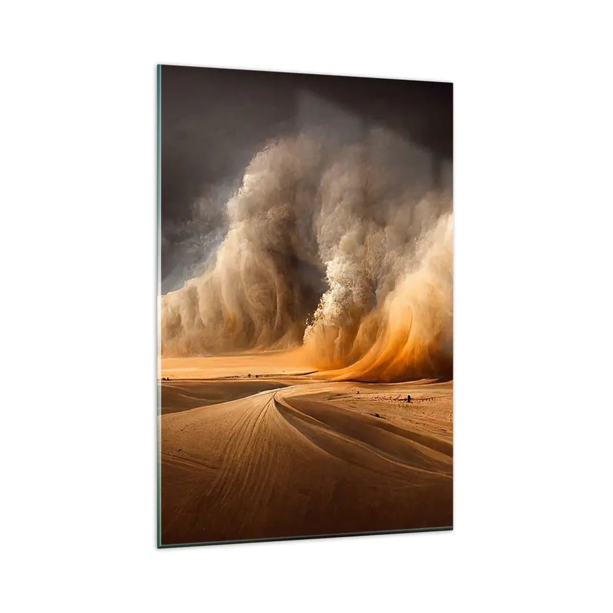 Cuadro sobre vidrio - Impresiones sobre Vidrio - Impresionante tormenta de arena en el desierto - 80x120cm - Ira del desierto - Decoración de pared moderna para salón y dormitorio ARTTOR