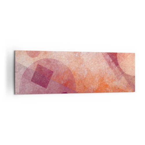 Cuadro sobre lienzo - Impresión de Imagen - Formas geométricas abstractas en tonos pastel de rosa. - 160x50cm - Transformaciones geométricas en rosa - Decoración de pared moderna para salón y dormitorio ARTTOR
