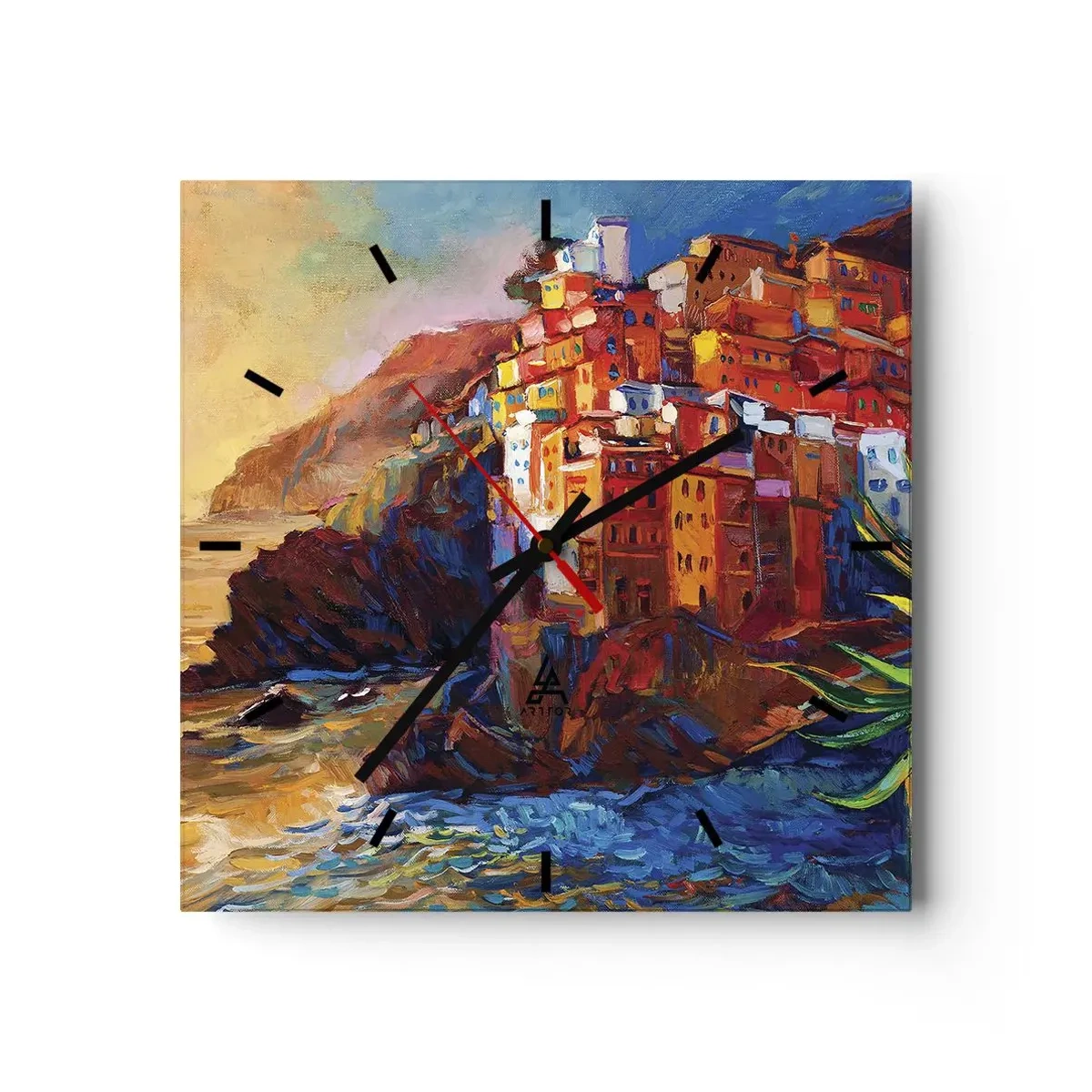 Reloj de pared - Reloj de vidrio - Ambiente italiano - 40x40 cm